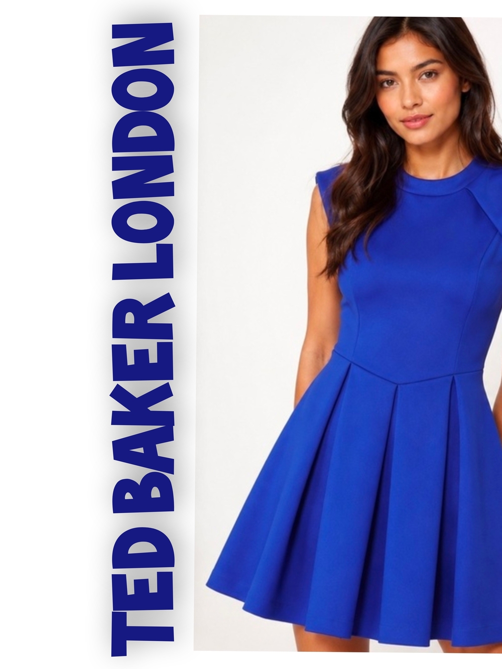 Ted Baker London Royal Blue Fit-and-Flare Dress Size 1